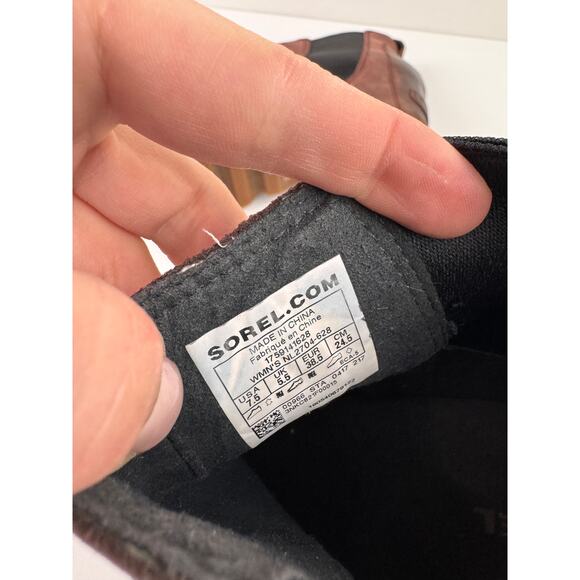 SOREL Lea Women's Wedge Booties 7.5 Brown Leather Ankle Chelsea Boot NL2704-628 - Picture 7 of 8